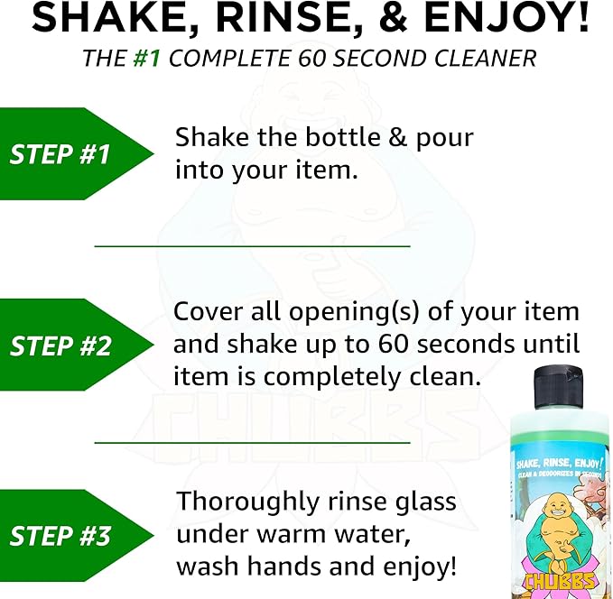 Chubbs Shake &amp Rinse Glass Cleaner - Cleans and Restores Within Minutes/Removes Tough Stubborn Hard-To-Reach Stains From Glassware | Perfect for Ceramic Glass &amp Metal (Pack of 3-16 Fl Oz)