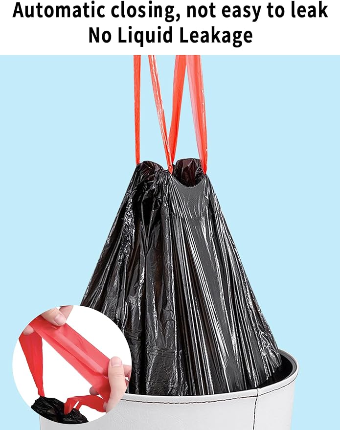 4 Gallon Trash Bags - Drawstring small trash Bags for Bathroom Kitchen Bedroom Office 200Count Durable &amp Thick Trash Bag 4 Gallon black Trash Bags