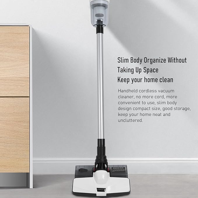 Cordless Vacuum Cleaner Powerful Suction Wet Dry Vacuum Cleaner with Mop 400ml Dust Box for Pet Hair (White)