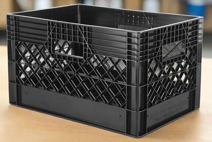 Hudson Exchange 19 x 13 x 11 (24 Quart 3 Pack) Mesh Commercial Grade Milk Crate Handled Storage Container Tote Black