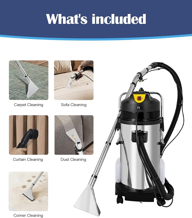 40L/11Gal Commercial Carpet Cleaner 3 in 1 Multi-Purpose Floor Cleaning Machine Vacuum Cleaner 1049W Professional Heavy Duty Extractor Vacuum Washing Machine for Curtain Sofa Carpet Cleaning Machine