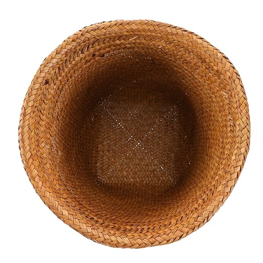 GLEAVI 1pc Straw Woven Wastebasket Seagrass Rubbish Container for and Rustproof Stylish Decorative Storage