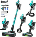 Cordless Vacuum Cleaner 58Kpa Vacuum Cleaners for Home 55Mins Stick Vacuum with Self-Standing &amp LED Display Anti-Tangle &amp Wall Mount Charging (Cyan)