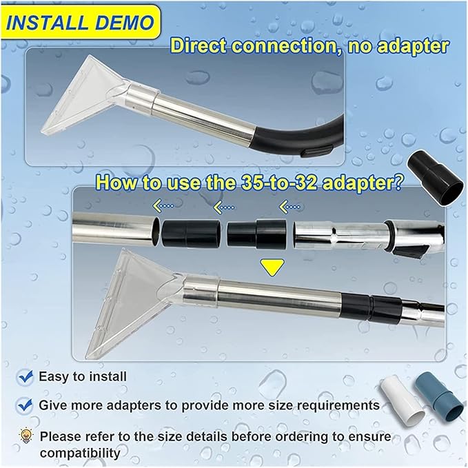 Extractor Hand Wand with Clear Head for Upholstery &amp Carpet CleaningCar Detailing Vacuum Wand for Portable Extractors