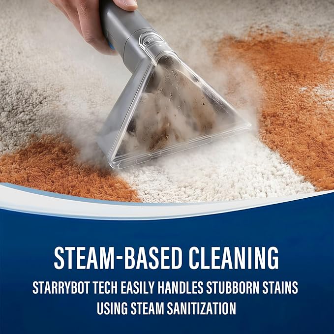 Portable Carpet Cleaner Machine with Steam and Heating Techology18Kpa Powerful Suction with Versatile Tools for Pets CouchSpot Cleaner for Stairs/Furniture/Rug(Gray)(AC0201)