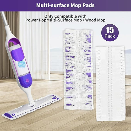 15 Pack Disposable Mopping Pads Refills for Swiffer PowerMop Replacement with Power Mop RefillsPower Mop Pads Spray PowerMop Mopping PadRefills for Floor Cleaning