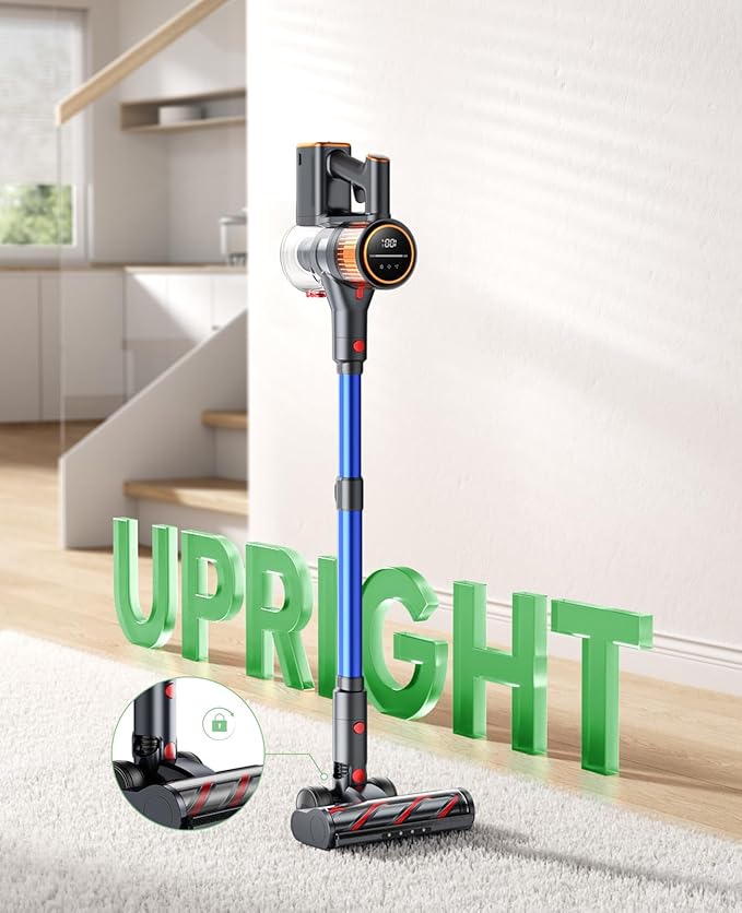 Cordless Vacuum Cleaner 45Kpa 550W 60Mins Vacuum Cleaners for Home Stick Vacuum Cordless Rechargeable Wall Mount Charging Self-Standing Household Vacuum for Pet Hair/Carpet/Hardwood Floor(X9)