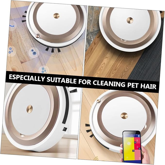 PRETYZOOM 1Set Compact Intelligent Floor Sweeper Home Dust Catcher with Mopping Function Silent Operation for Pet Hair and Debris Golden Finish