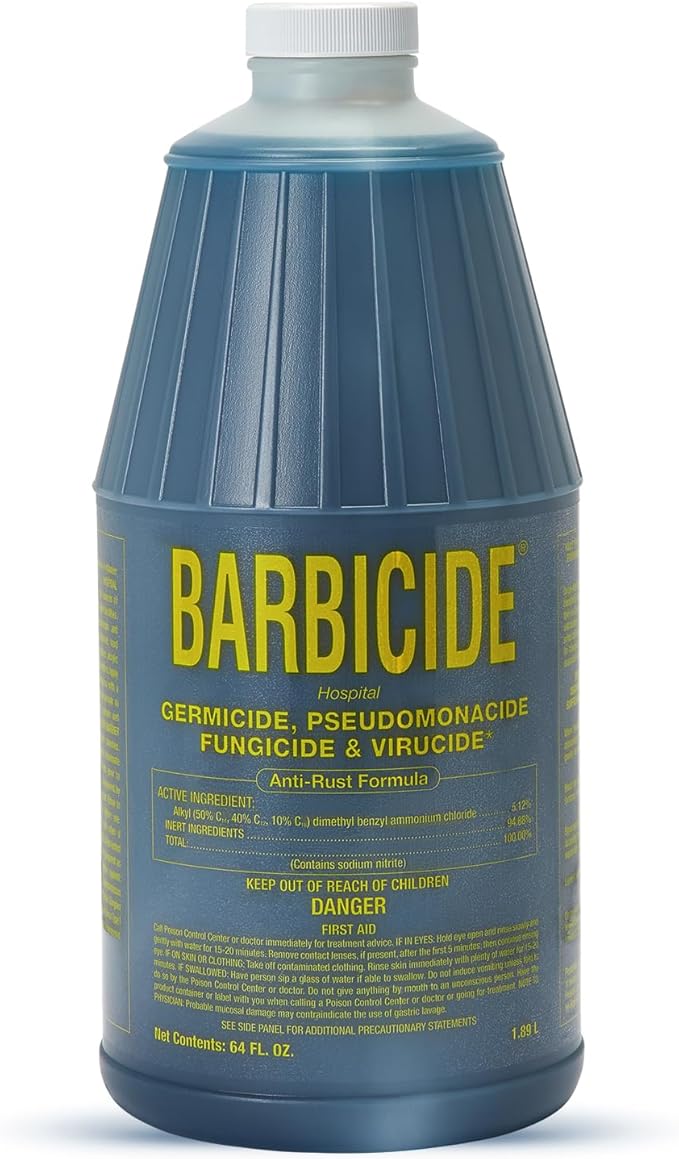 BARBICIDE Half Gallon Disinfectant Concentrate | EPA-Registered Hospital-Grade Germicide for Salons &amp Barbershops | Anti-Rust Solution for Shears Combs &amp Professional Tools | EPA-Registered