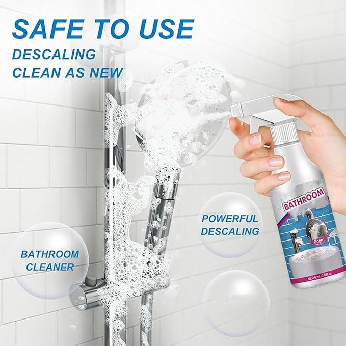 Bathroom Descaler Foam Cleaner 2025 New Bathroom Descaler Cleaner Stubborn Stains Cleaner Limescale Cleaner All Purpose Rinse Free Cleaning Spray for Bathtub Sink Toilet Tiles (2Pcs)