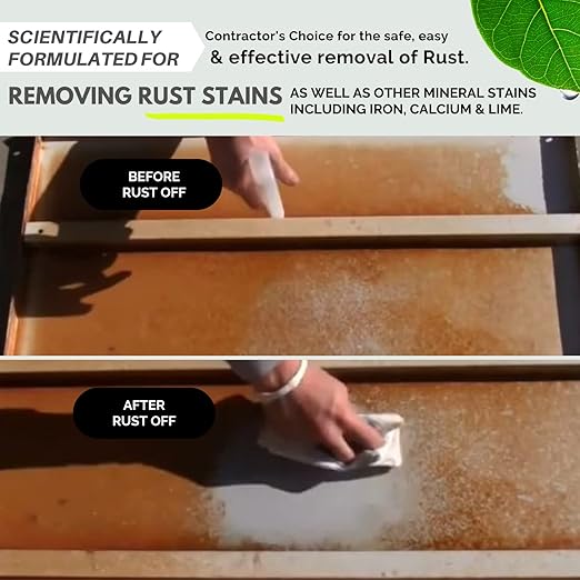 Wash Safe™ GETS RUST OFF | Non-Corrosive Non-Bleach Rust &amp Hard Water Stain Remover | Water-Based Fast-Acting Formula for Metal Concrete Tools &amp More (32 oz Spray)