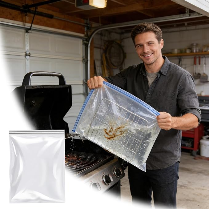 6 Pack Oven Rack Cleaning Bags 2026 New No Scrub Oven Rack Cleaner Bags Reusable Leak-Resistant Soaking Cleaner Bags for Various Sizes BBQ Grills Grill Grate Easy to Use (39.37''Lx31.5''W)