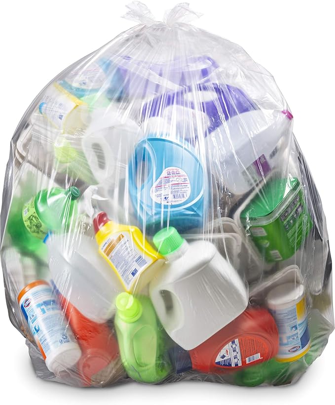 Veska 55-60 Gallon Trash Bags Large Clear Garbage Bags150 Bags Bulk Can Liners Perfect for Office Waste and Storage Use Recycling Yard Waste and Leaf Collection Rollaway Bin Liners