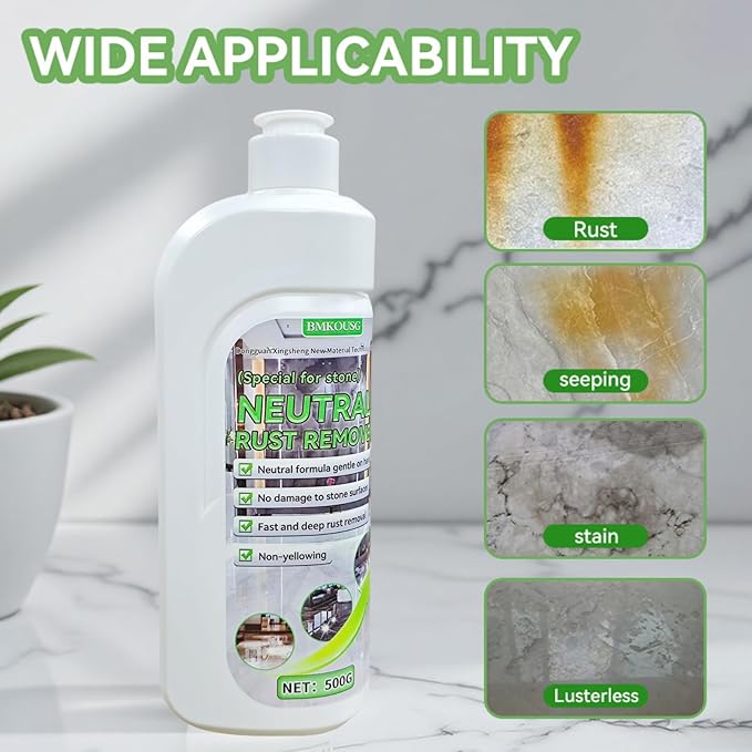 500ml Rust Stain Remover Neutral Metal Cleaner Marble Rust Remover - Powerful and Effective in Removing Rust and Stains From Marble Granite Tile and Metal (500 Milliliters)