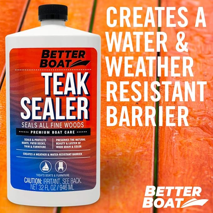 Better Boat Teak Cleaner and Brightener for Wood Teak Oil or Sealer for Boats Indoor Furniture Shower Stools and Outdoor Wood Furniture Restorer for Stains