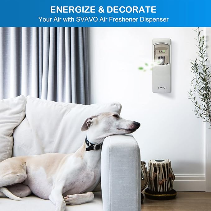 SVAVO Automatic Air Freshener Dispenser - Wall Mounted/Free Standing Auto Aerosol Spray Dispenser Programmable Fragrance Dispenser for Indoor-Bedroom Hotel Office Commercial Place Grey