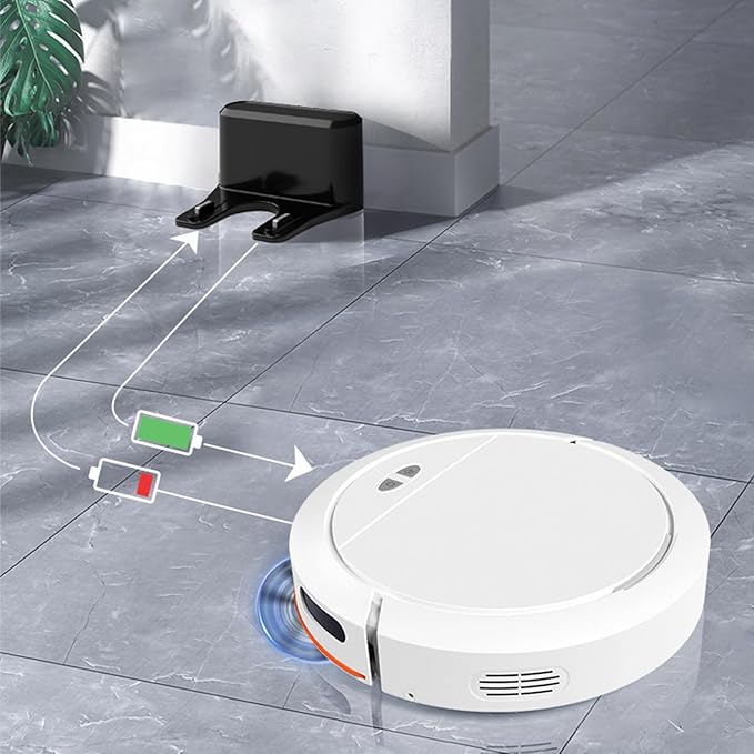 Self-Charging Vacuum Cleaner with 2700Pa Suction Power App Control 120 Mins Runtime 3-in-1 Cordless Sweeping Machine for Short Blankets Marble Tile Hard Floors (Black)