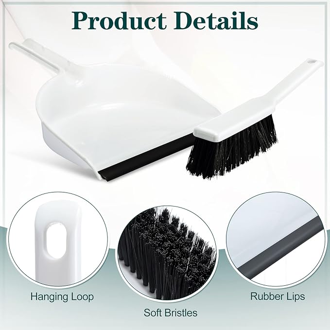Zubebe 12 Pcs Mini Dustpan and Brush Set Small Broom and Dustpan Set Small Cleaning Brush Portable Hand Broom Set for Home Office Kitchen Table Desktop Floor Cleaning Supplies
