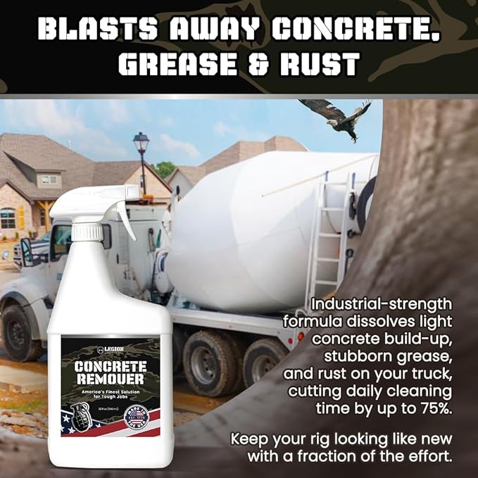 Heavy Concrete Remover – Dried Concrete &amp Cement Dissolver (Non-Corrosive Biodegradable Acid Alternative) Safe on Equipment 1-Quart Spray