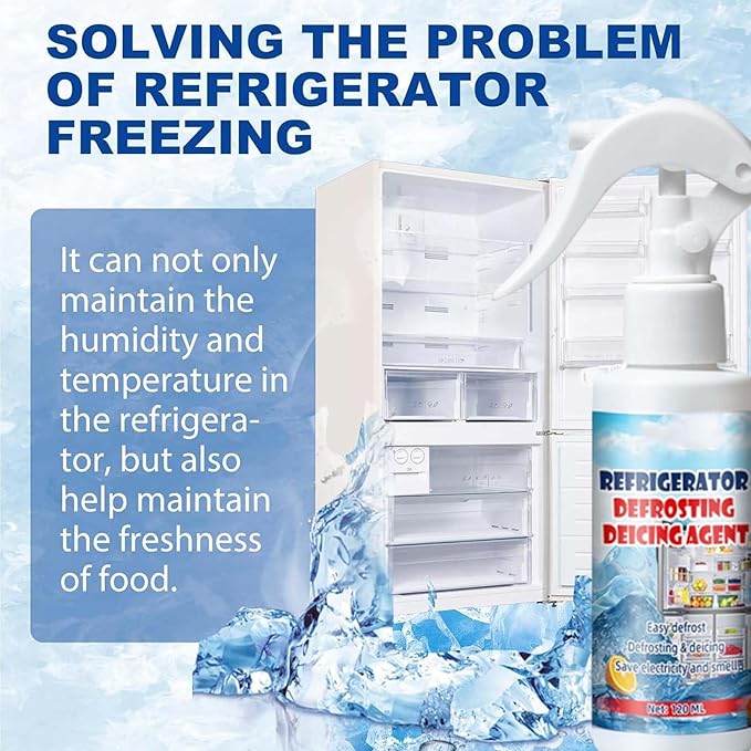 Defrosting Spray For Fridge Freezer 4.2OZ Refrigerator Defrosting Deicer Spray Efficiently Fast Removes Ice Buildup Multifunctional Defroster Sprays For Car Windshield Refrigerator (2set)