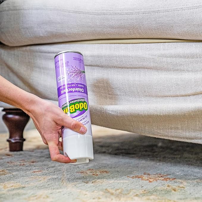 OdoBan Ready-to-Use 360-Degree Continuous Spray Disinfectant and Harsh Aroma Eliminator Fabric and Air Freshener 6 Pack 14.6 Ounces Each Lavender Scent