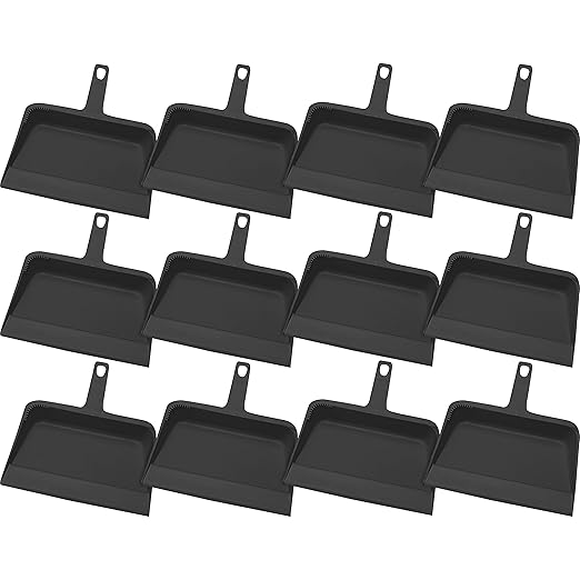 Genuine Joe GJO02406 Heavy-Duty Black Plastic Dust Pan 12-inch (Pack of 12)
