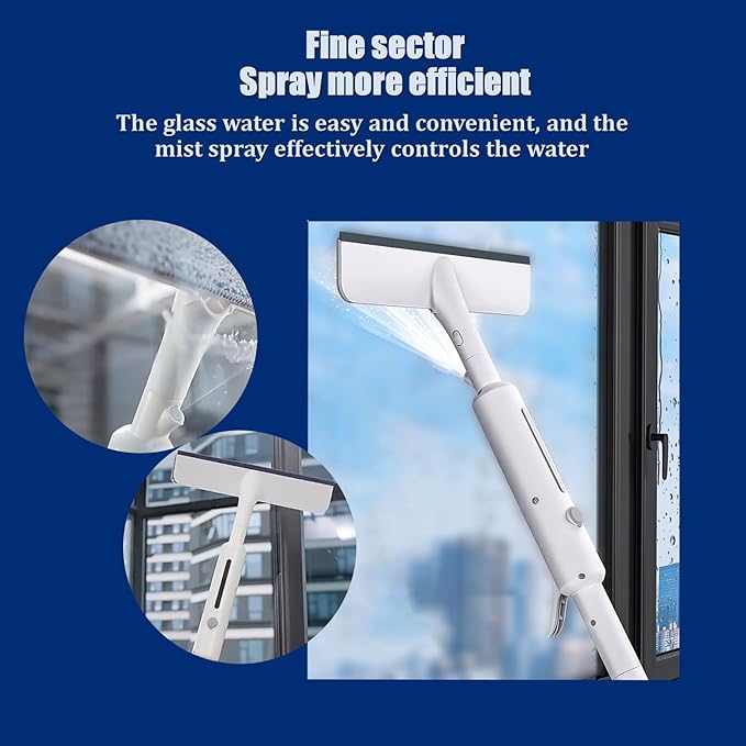 Squeegee for Window Cleaning with SprayWindow Washing Kit with Extension PoleDouble Sided and Long Handle Window Cleaner Tool for Car and Home with - 14 Inches - 3pcs Rags