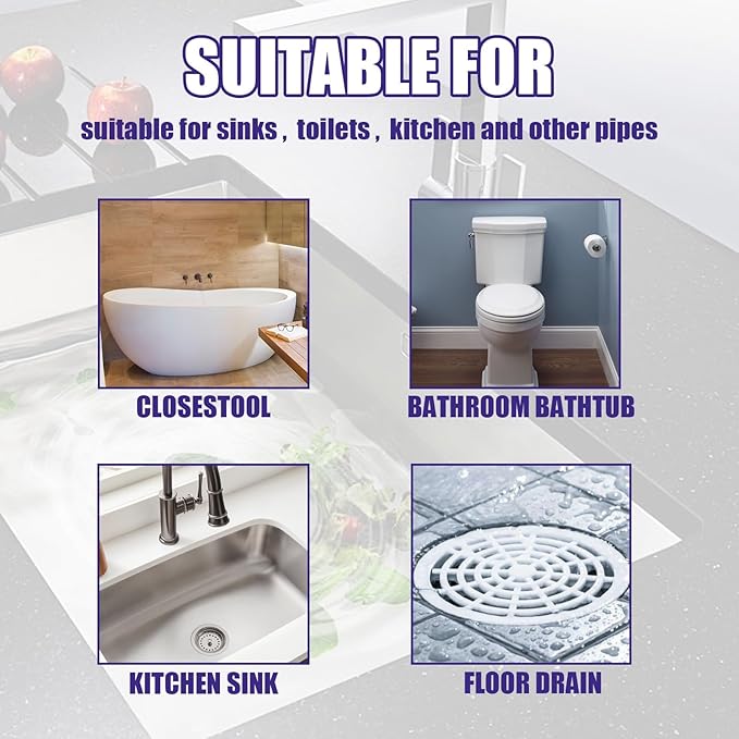 Drain Cleaner Powder - Unclog Kitchen &amp Bathroom Drains Eliminate Odors Prevent Blockages - Safe for Pipes(1PCS)