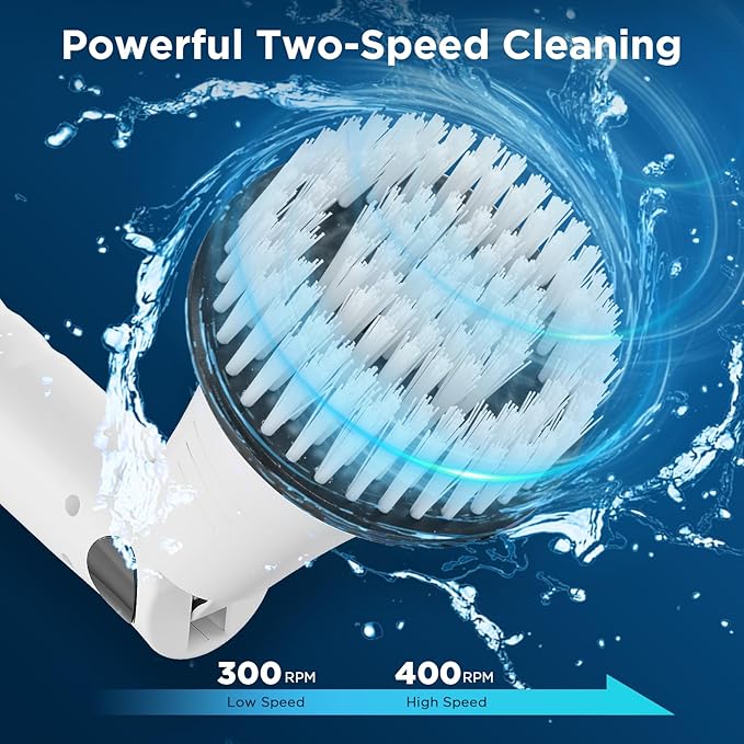 Electric Spin Scrubber Bathroom Cleaner Power Shower Cleaning Brush with Extendable Handle &amp 4 Brush Heads Shower Scrubber for Bathtub Tile Grout Kitchen Window and Floor