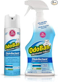 OdoBan Ready-to-Use Disinfectant and Harsh Aroma Eliminator Cleaner and Fabric/Air Freshener Set of 2 14.6 Ounce 360-Degree Continuous Spray and 32 Ounce Trigger Spray Fresh Linen Scent