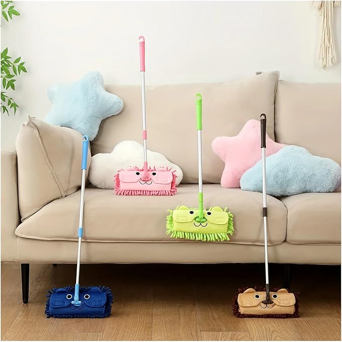 Portable Stretchable Floor Cleaning Tools Mop Dustpan Mini Sweeping House(White)