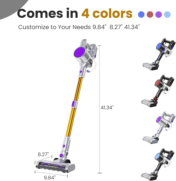 NEWBULIG Cordless Vacuum Cleaner Powerful Stick Vacuum with Flexible Steering &amp Extendable Pole3 Brush Heads 35Mins Runtime Lightweight Wireless for Hardwood Floors &amp Carpet Pet Hair Wal