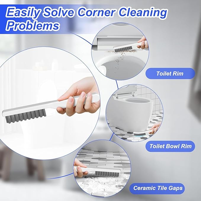 3 in 1 Toilet Brush and Plunger SetExtended Handle PlungerHeavy Duty Toilet Bowl Brush and Holder Hidden Toilet Plunger and Brush SetBathroom Cleaning Supplies (Pure White)