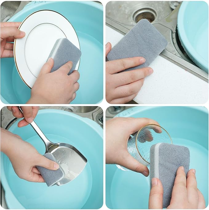Tanlade 240 Pcs Individually Wrapped Sponge Dishwashing Sponge Bulk Non Scratch Scrub Sponges Kitchen Scouring Pad for Household Cleaning Rental Dishes Hotel Apartment Car (GrayWhite)