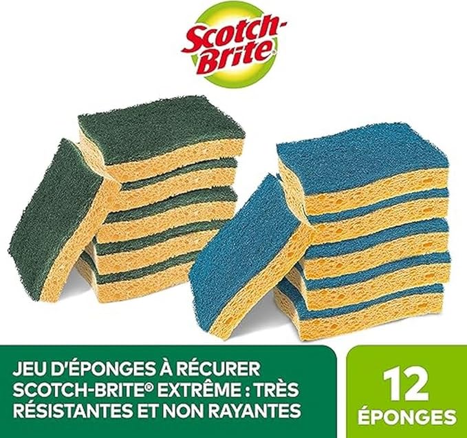 Scotch-Brite Cellulose Scrub Sponge Set 6 Classic &amp 6 Delicate scourers 12 Pieces in Total in Pack