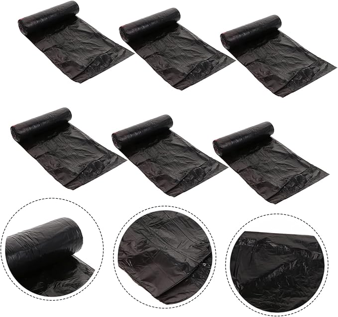 10packs Disposable Thicken Rubbish Bags Leakproof Plastic Waste Organizer Drawstring Design for Home Use Extra Strong Black Trash Bags