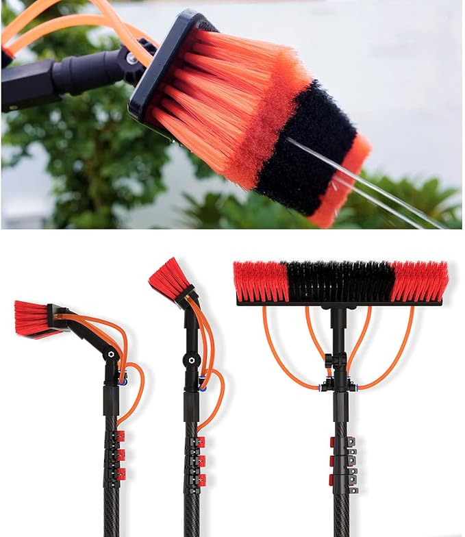 Water Fed Pole Kit Length Water Fed Brush 3.6m-10.8m Water Fed Cleaning System Outdoor Window Cleaner Cleaning and Washing Tool for Window Glass Solar Panel6M/20FT