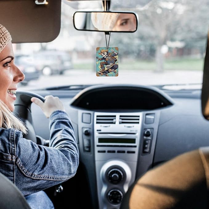 5PCS Car Air Freshener Hanging Personalized Double Sided Skull Cowboy Car Fresheners Long Lasting New Cars Scents Cute Automotive Freshies for Closets Drawers (tea)