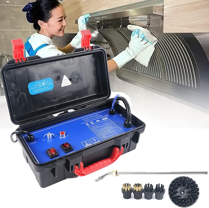Handheld Steam Cleaner Electric High Pressure Steam Clean Mobile Cleaning Machine Power Steamer High Temperature Portable Multifunction Steam Cleaner 46x30.6x25.5cm (110V-1800W)
