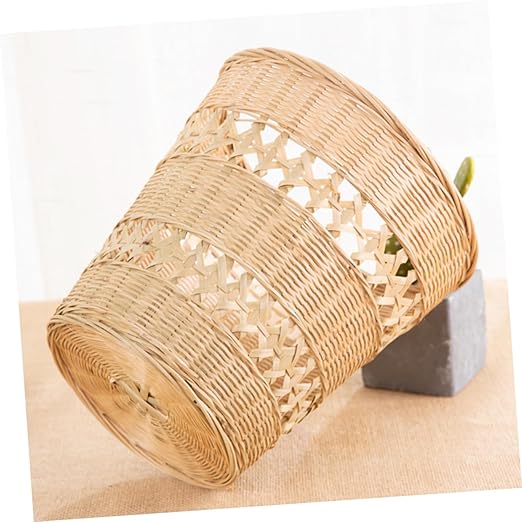IMIKEYA Retro Woven Wastebasket Compact Rubbish Container Multi Purpose Trash Can for Bedroom and Home Decor Sturdy Storage Basket with Stylish Boho Design