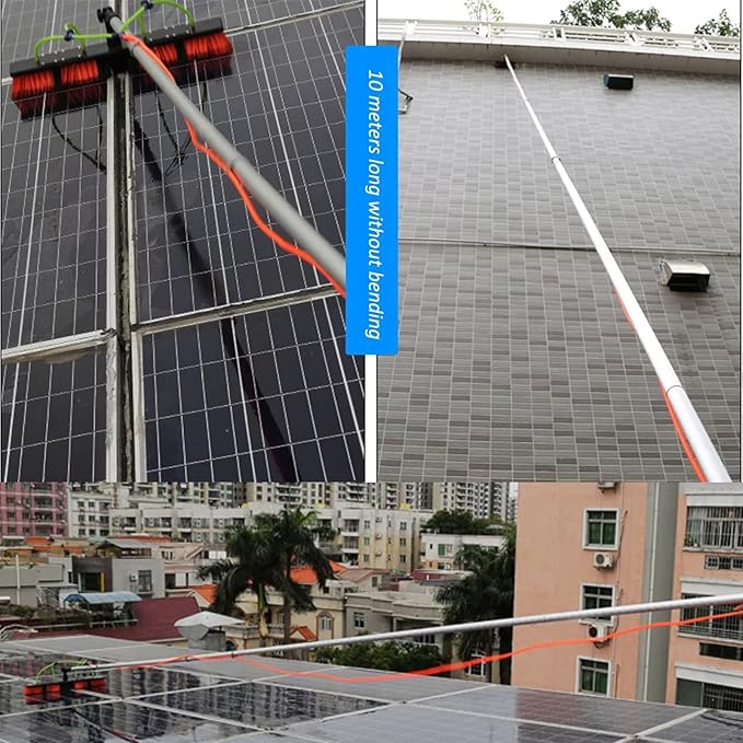 5-12m Window Cleaning Pole Water/Hose Fed Pole Water Fed Telescopic Cleaner Brush Cleaning Photovoltaic and Solar Panels（5m/16ft Rod30cm Brush Head