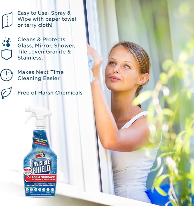 Invisible Shield Glass &amp Surface Cleaner and Repellent 32 fl. oz. Cleans and Protects against future dirt on multi surfaces by UNELKO- Clean-X (2)