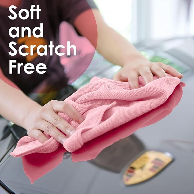 Avalon Towels Microfiber Cleaning Cloths (Value Pack of 48) - Size 16 x 16 Inches Highly Absorbent Cleaning Rags Lint Free Reusable and Washable Microfiber Towels for Cars