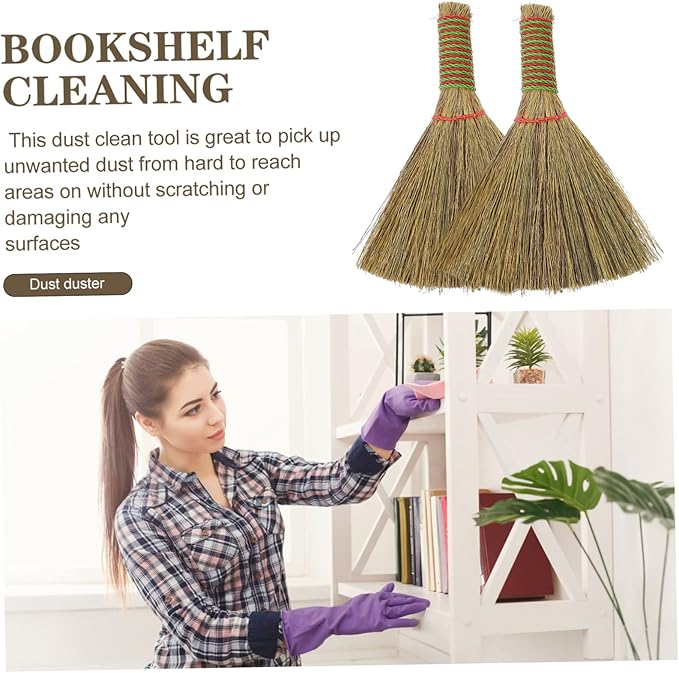 GLEAVI 8pcs Ergonomic Handle Design Small Whisk Broom for Dusting Home Office Accessories