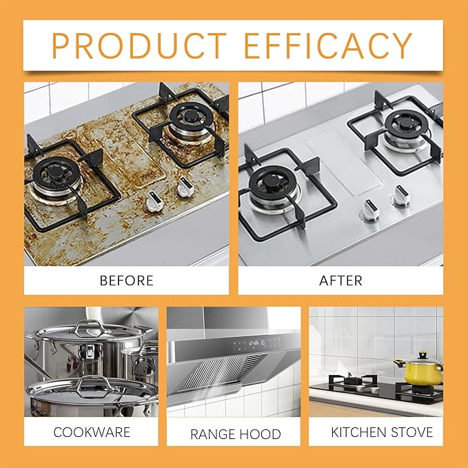 Cookware Cleaning Paste - Removes Grease Rust &amp Stains Leaves Shine Suitable For Stainless Steel &amp Kitchen Utensils(3PCS)