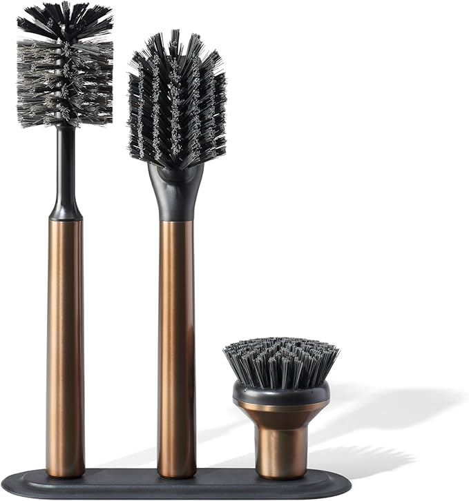Ionic Brush Set Magnetized to Stand Upright Stainless Steel with Replaceable Heads Bronze