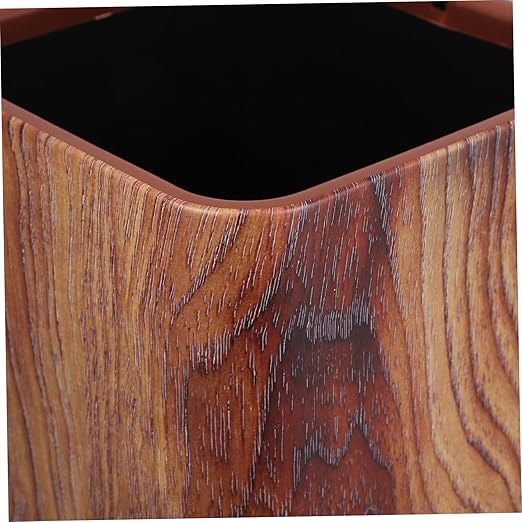 Wood Grain Plastic Trash Can Stylish Double Wastebasket for Home Office Kitchen and Bathroom Capacity Bin Hidden Bag Design