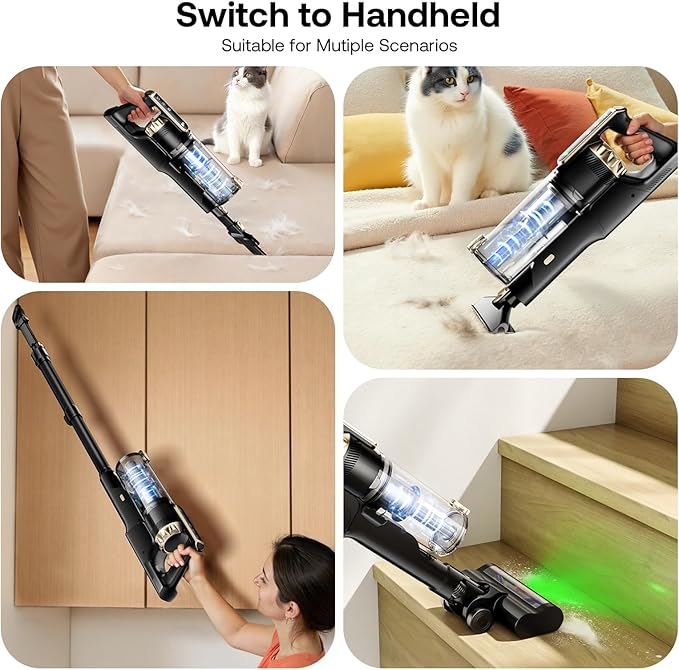 Trucozie Cordless Vacuum Cleaner Self-Standing Lightweight Stick Vacuum with 50 mins Runtime Powerful Suction Anti-Tangle Wireless Vacuum for Home Hardwood Floor Carpet Pet Hair Black