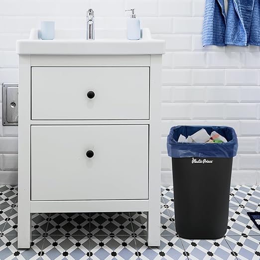 28 Quart Trash Can Black Plastic Rectangular 7 Gallon Wastebasket for Kitchen Bathroom Office 28 qt Garbage Can Fits Under Desk Cabinet Sink Pack of 8
