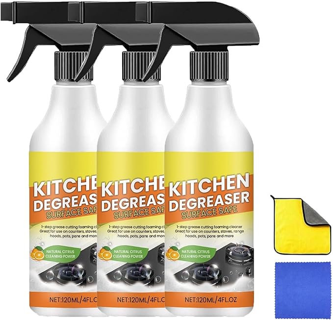 Kitchen Degreasing Foam Cleaner Heavy Duty Foaming Degreaser Spray for Stovetops Ovens &amp Pots Powerful Concentrated Cleaner for Tough Grease &amp Stains